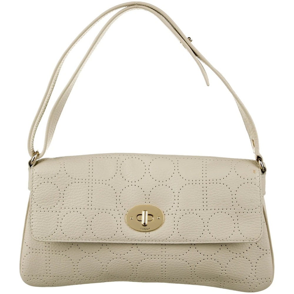 Kate Spade New York Leather Off White Cream Perforated Shoulder Bag Purse - Picture 1 of 16